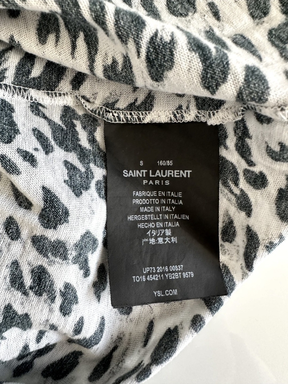 Saint Laurent Black & White Animal-Print Short Sleeve Tee - Picture 3 of 6